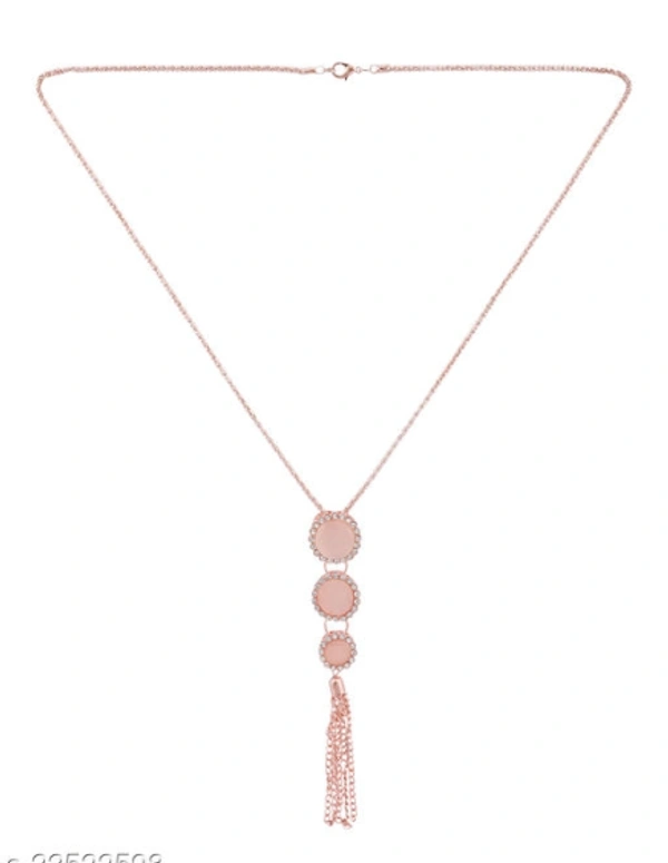 Anikas Creation  Rose Plated Tasselled Alloy Light weighted Cream  Stone Finished Pendant -  Adjustable, Gold Plated,  Multipack 1